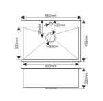 Chiuvetă de bucătărie Melana Profline 6545 Satin-Grafit D6545HB (grosimea oțelului - 3mm) - imagine 3