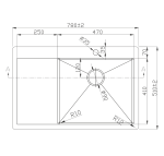 Chiuvetă de bucătărie Melana Profline Grafit Dreapta D7851HB-R (grosimea oțelului - 3mm)  - imagine 3