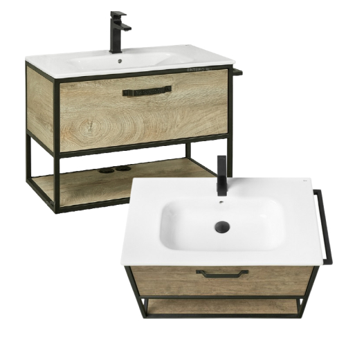 loft80 Dulap cu lavoar Loft Victoria-N 80 Stejarul Kantry - imagine 1