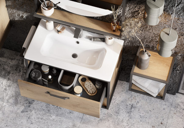 Dulap cu lavoar Loft Victoria-N 80 Stejarul Kantry  - imagine 3